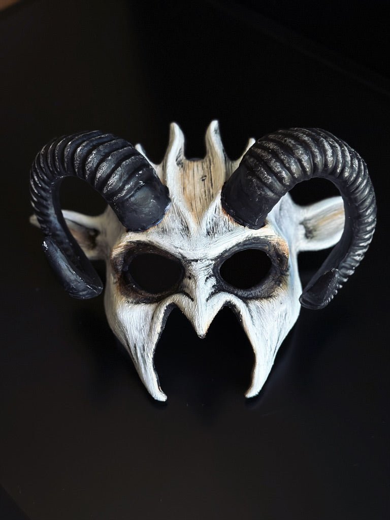 White Bone &amp; Black Ram Horn Gothic Cosplay Mask