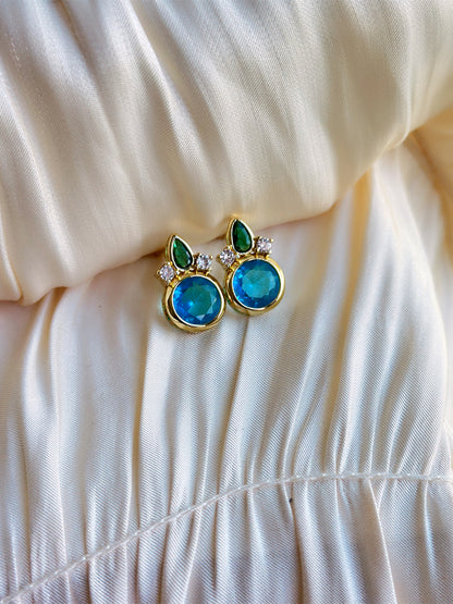 Verdant Tide Gem Stud Earrings