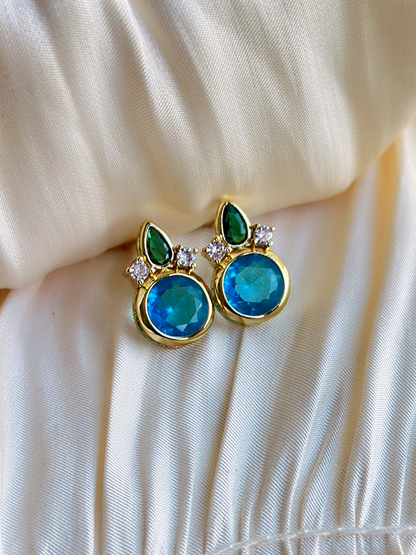 Verdant Tide Gem Stud Earrings