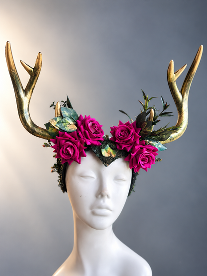Wildwood Rose Antler Crown