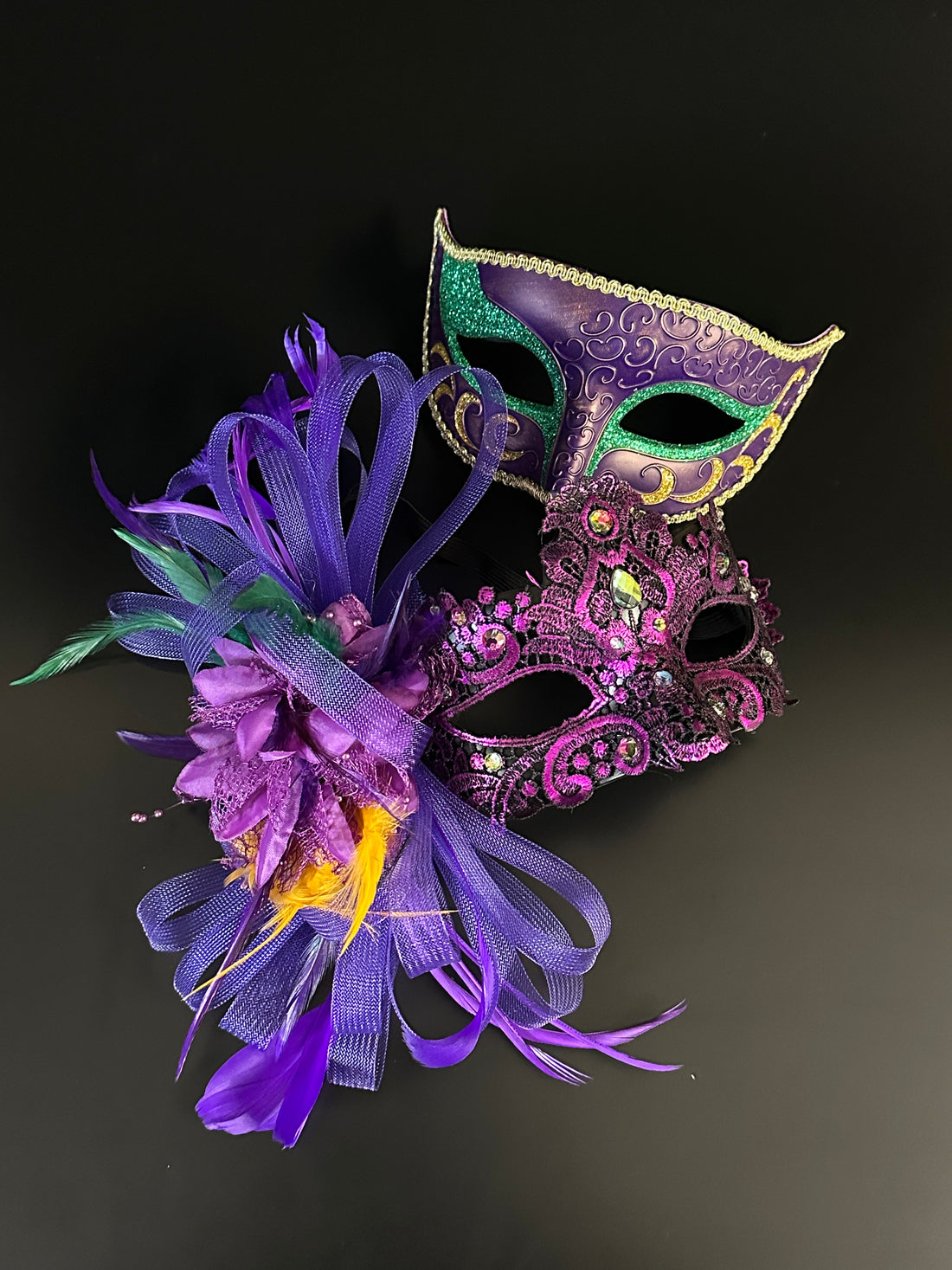 Mardi Gras Mask Set - Purple/Gold/Green