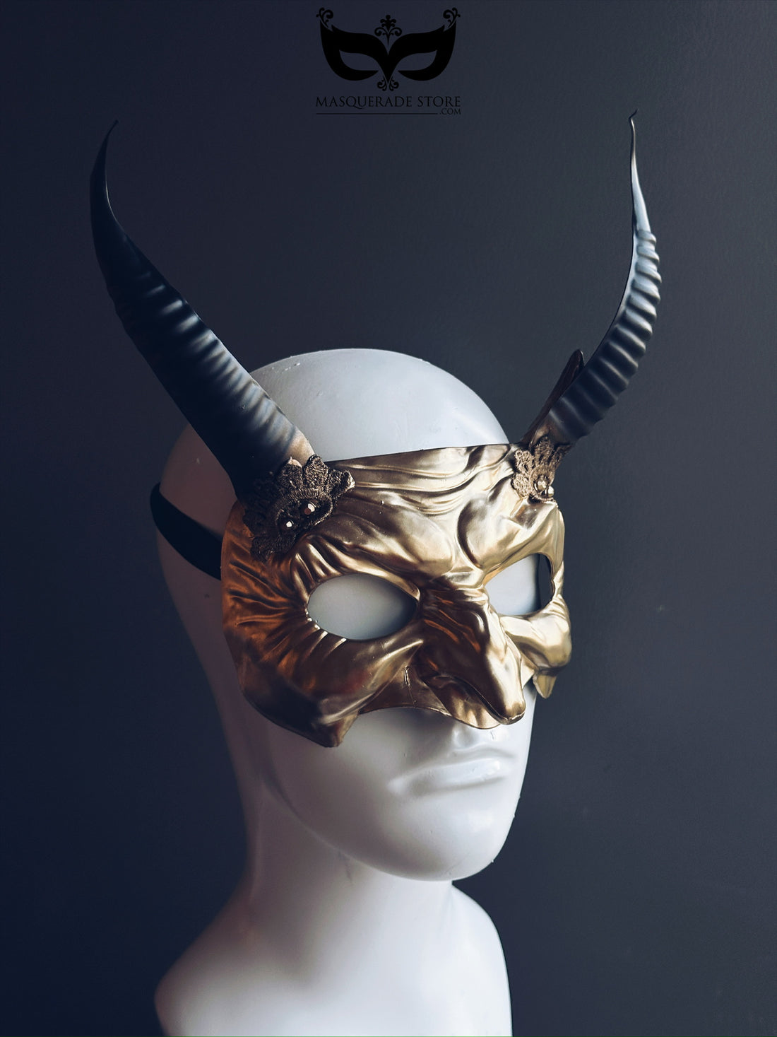 Golden Temptation Horned Mens Mask