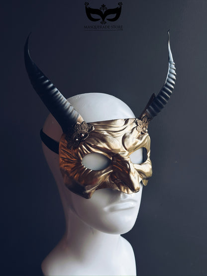 Golden Temptation Horned Mens Mask