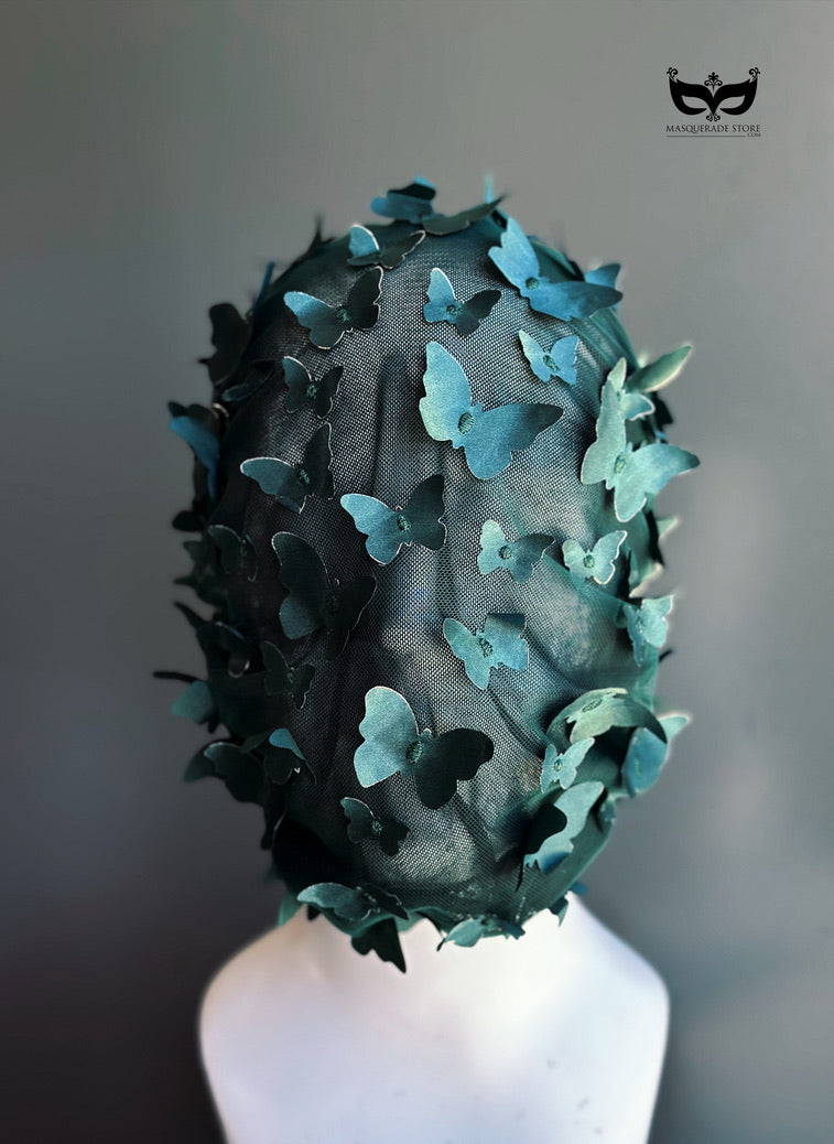 Emerald Butterfly Mirage Veil - Avant Garde Couture Headpiece