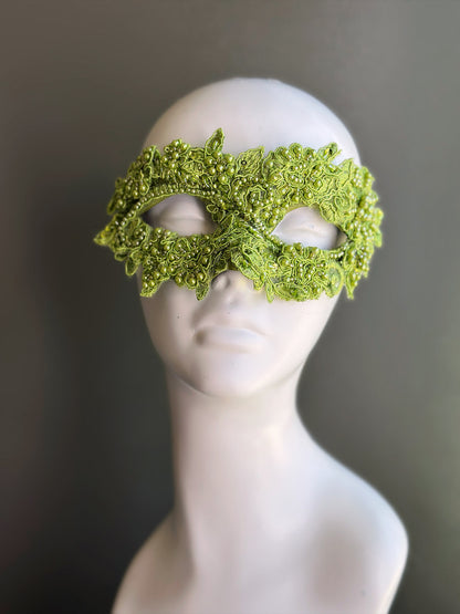 Lime Green Lace Masquerade Mask