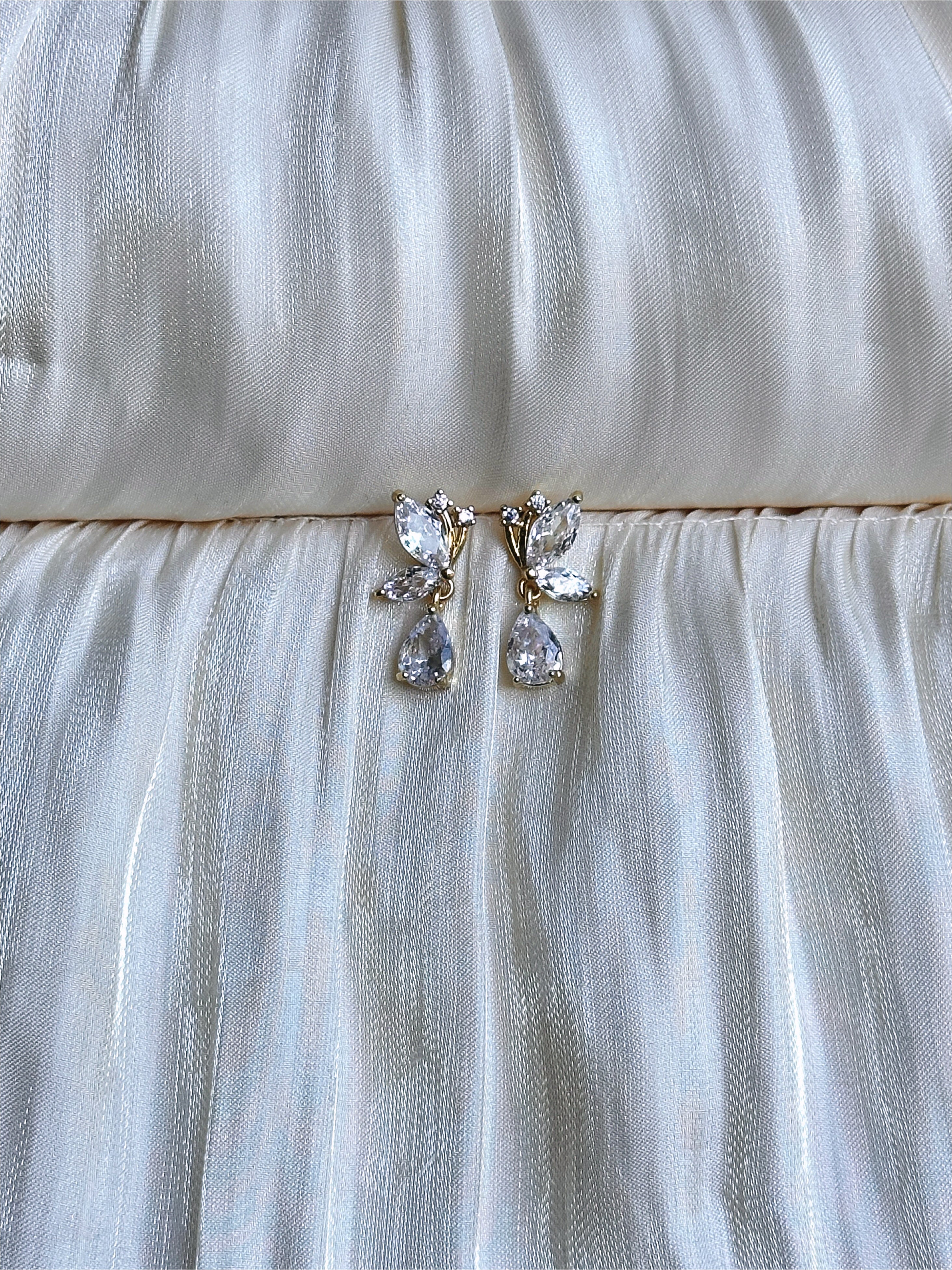 Crystal Petal Drop Earrings