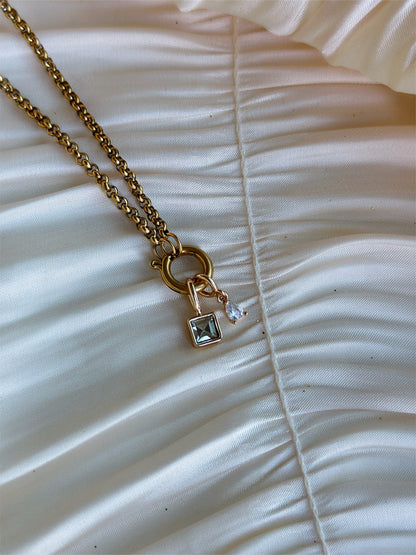 Elara Dual Charm - Necklace (Clear)