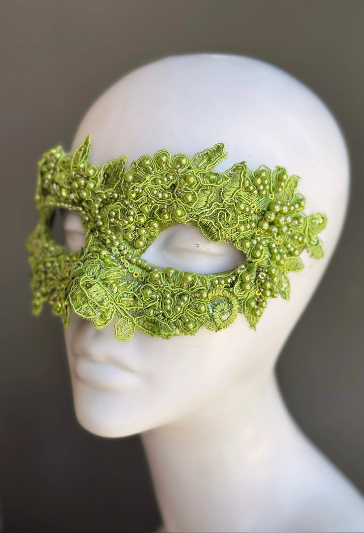 Lime Green Lace Masquerade Mask