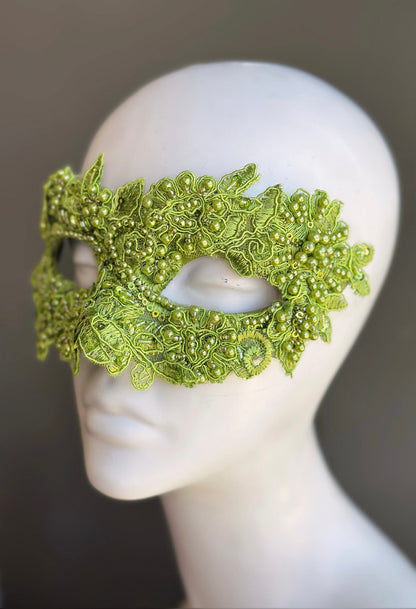 Lime Green Lace Masquerade Mask