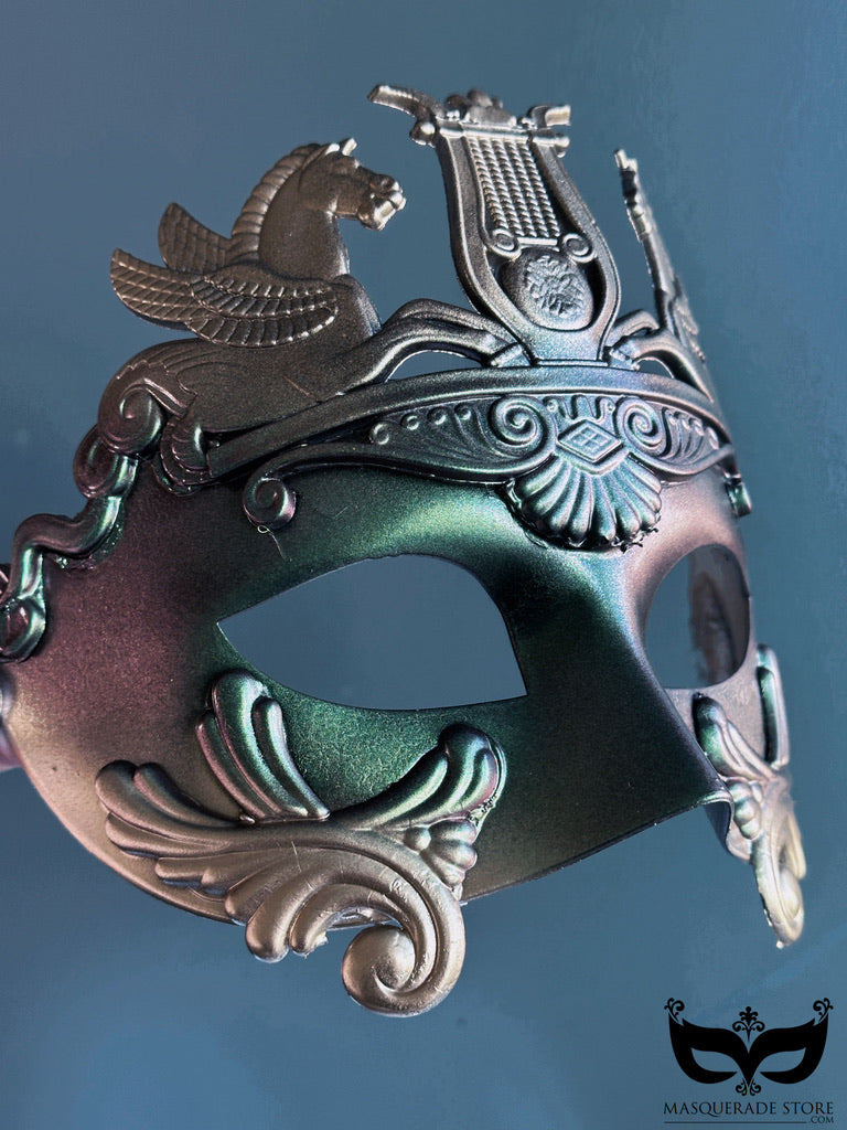 Horse Gladiator Mask - Green Metallic