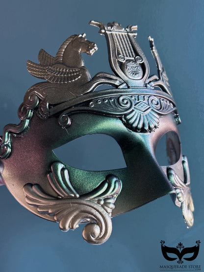Horse Gladiator Mask - Green Metallic