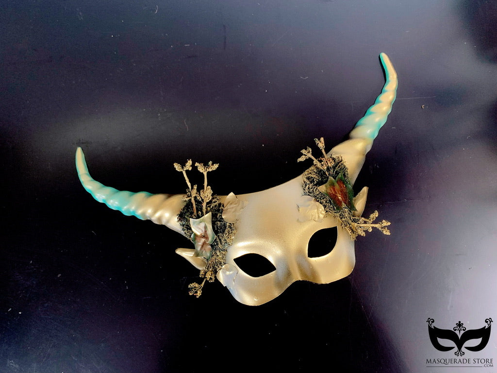 Long Horn Mask - Gold Green