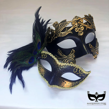 Regal Mirage – Black Gold Couples Masks