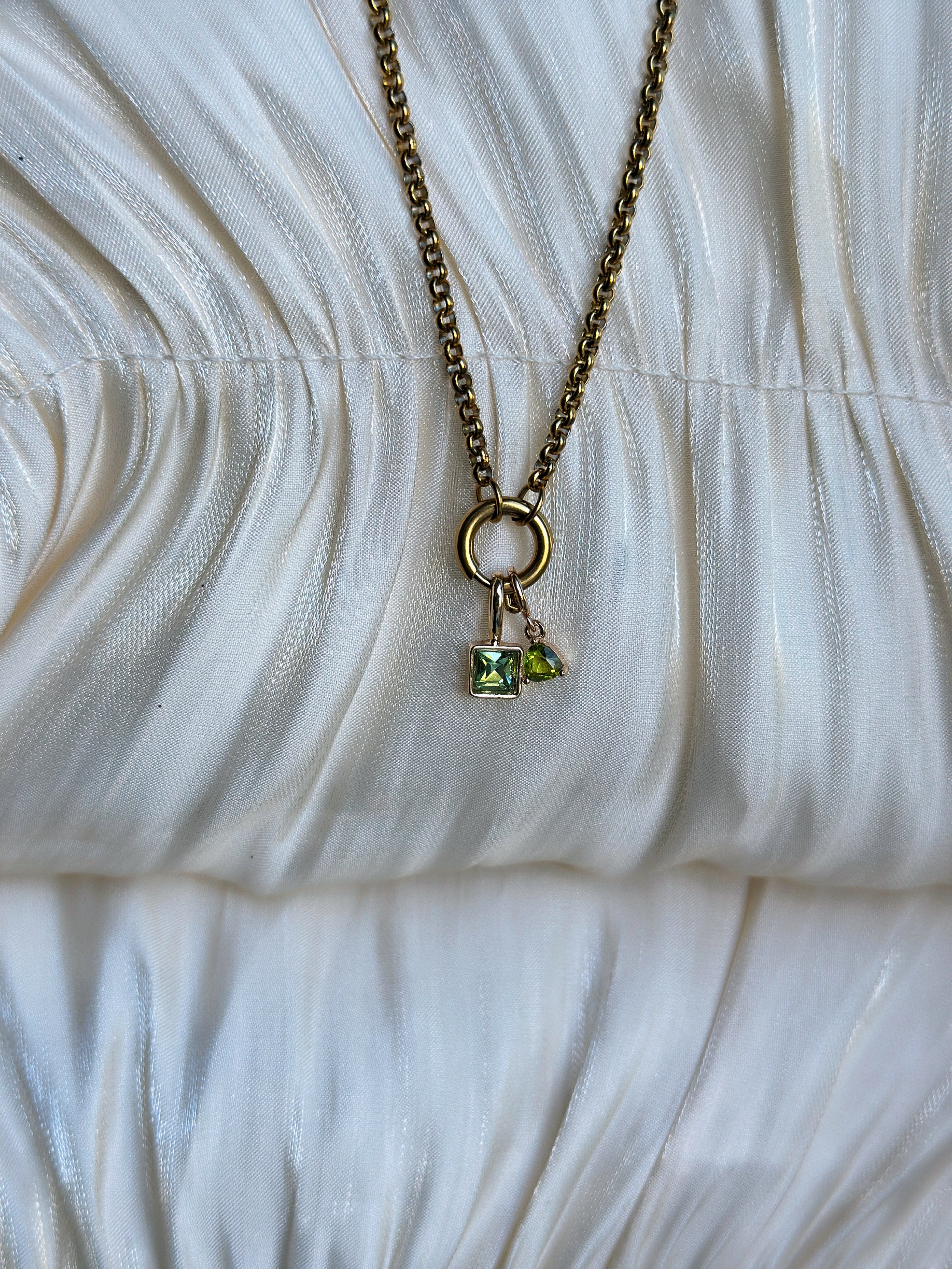 Elara Dual Charm - Necklace (Light Green)