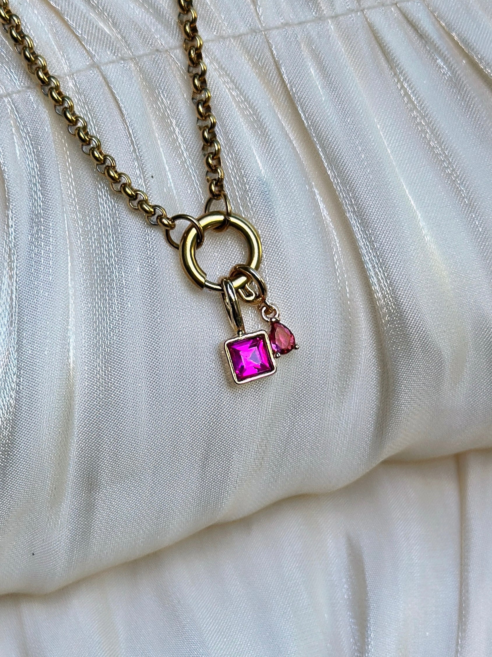 Elara Dual Charm - Necklace (Pink)
