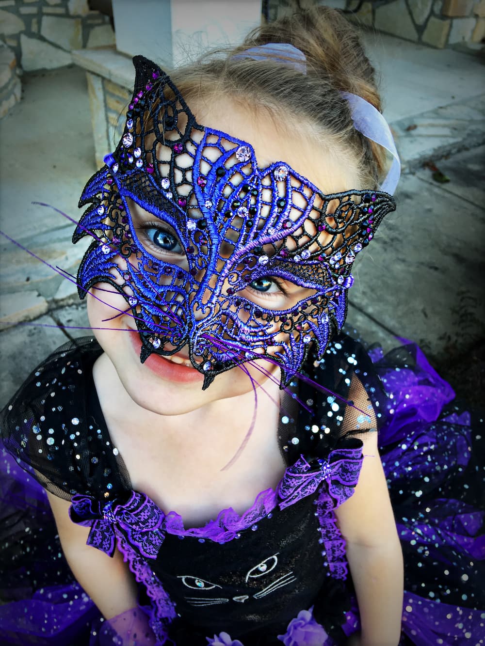 Kids Cat Mask - Purple/Black