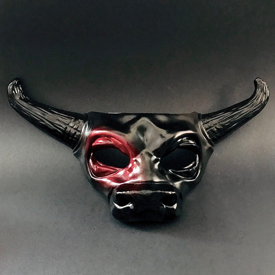Bull Riders Mask Bull Horn Black Masquerade Mask For Men | Masquerade Store