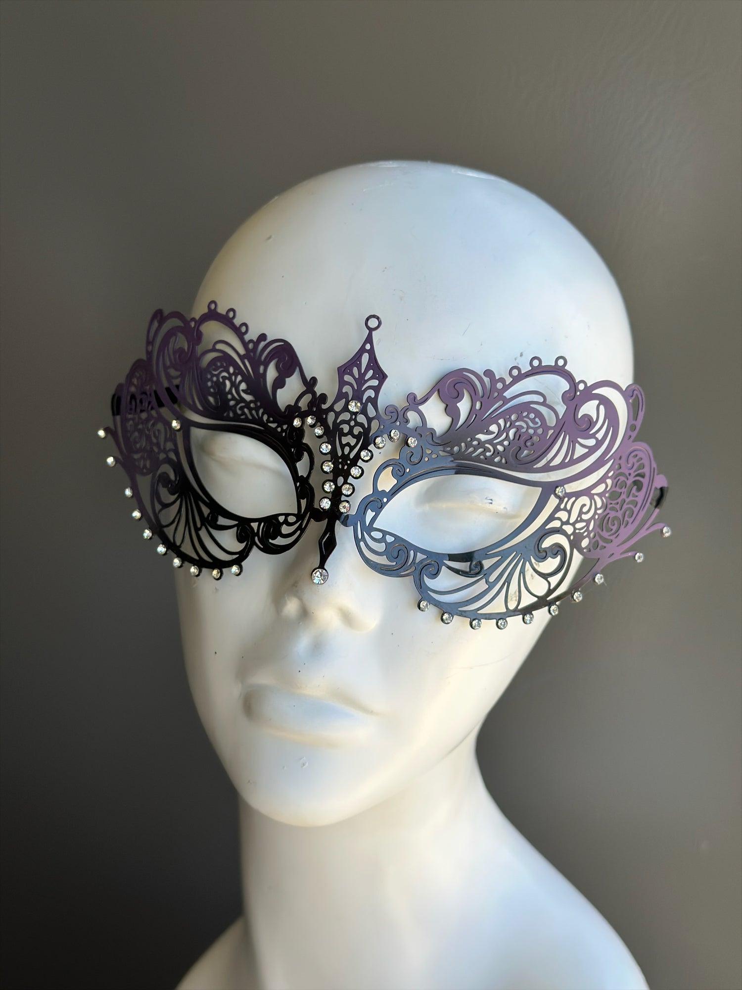 Ana Eleganza Metal Mask- Purple and Black