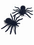 Black velvet spider hair clips for Halloween costume or spooky hairstyle
