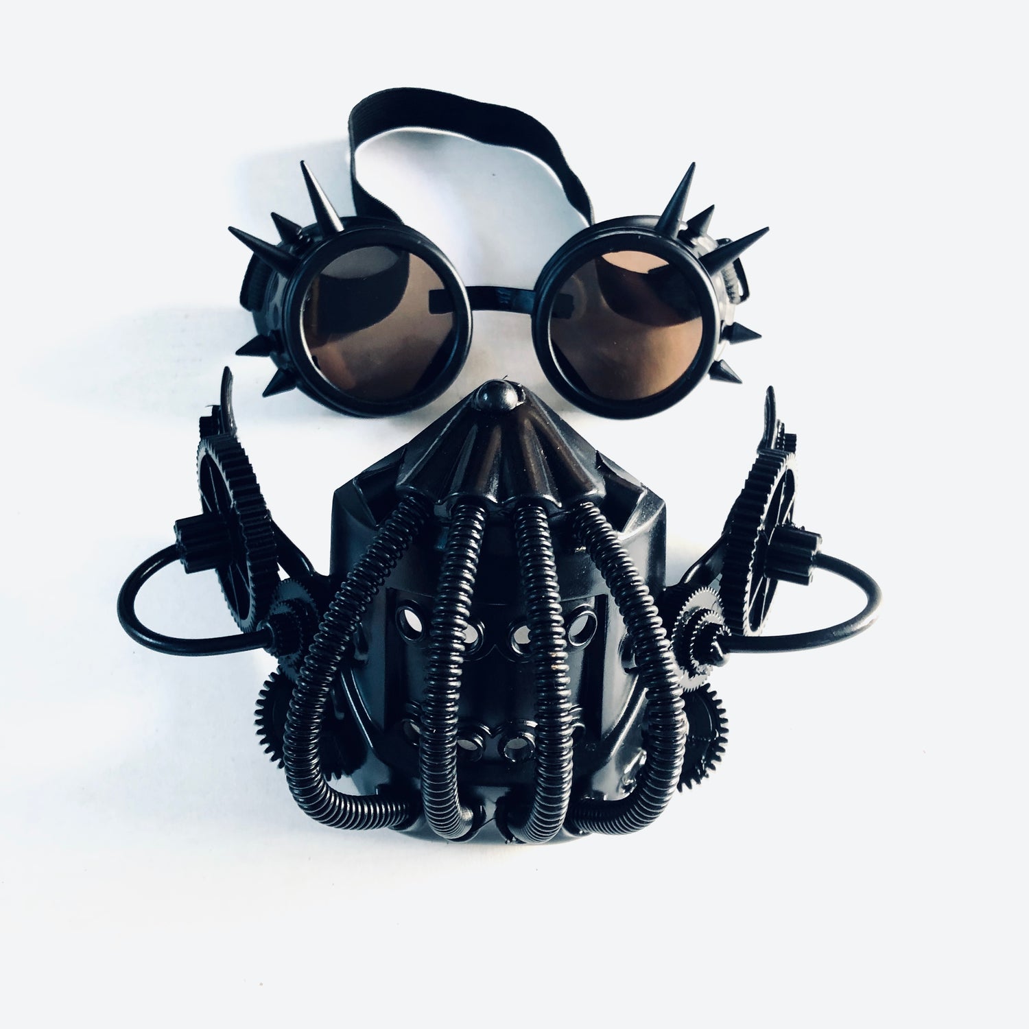 Steampunk Gas Mask Mouthguard Spiked Goggles Black Mad Max – Masquerade Store