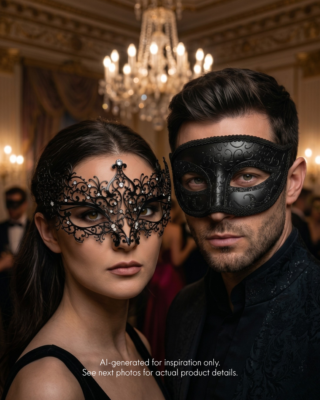 Black Couples Masquerade Mask Set – Venetian His &amp; Hers Masks