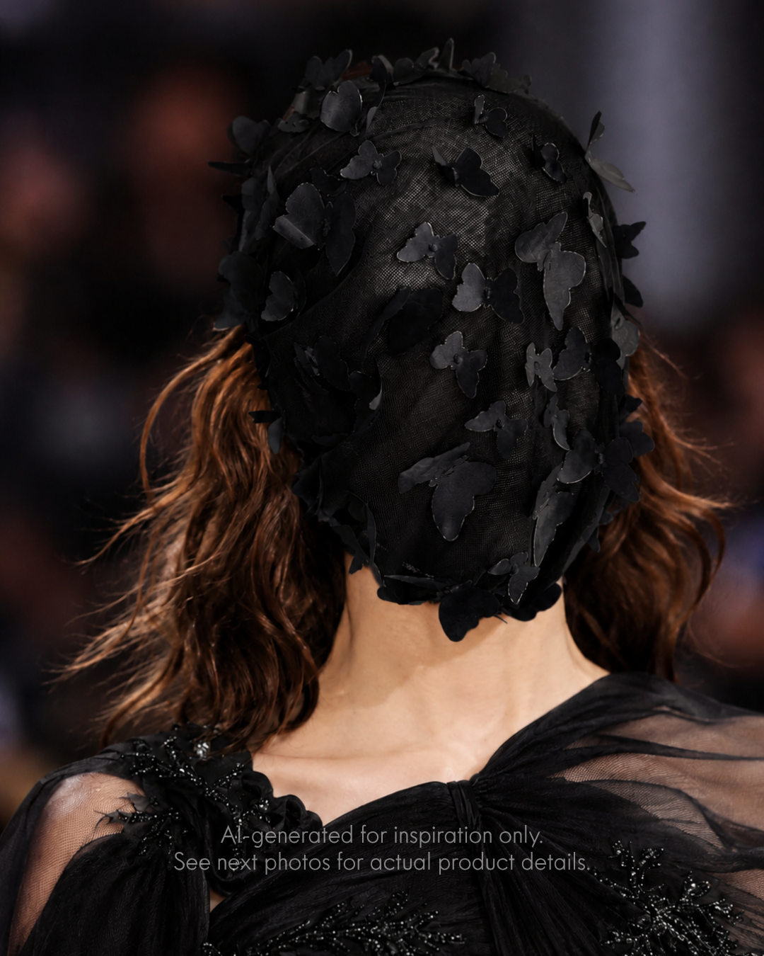 Whimsy Veil – Black Butterfly Mesh Hood