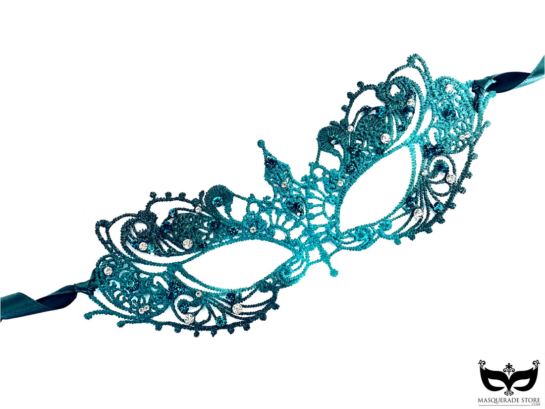 Blue Lace shimmers mask perfect for prom, weddings, costume parties, and Halloween.