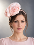 Blush Peony Bloom Fascinator with oversized blush pink peony flowers on a lightweight headband.