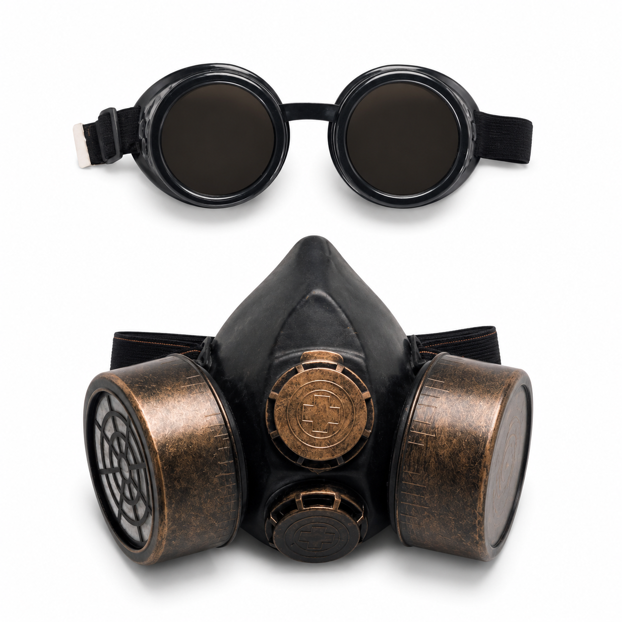 Bronze Sentinel Cosplay Gas Mask with Black Goggles