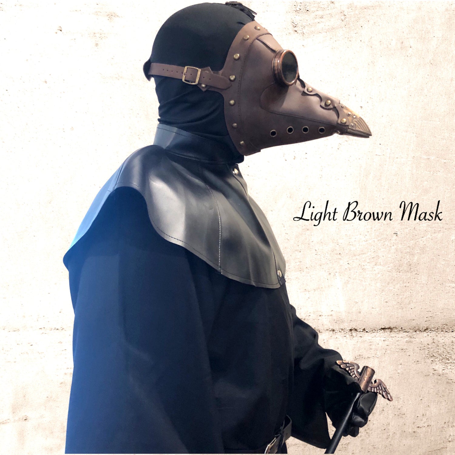 Steampunk-style brown plague mask for Halloween, cosplay, or gothic costume events