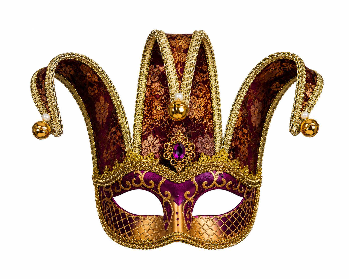 Plum Royale – Purple &amp; Gold Jester Mask