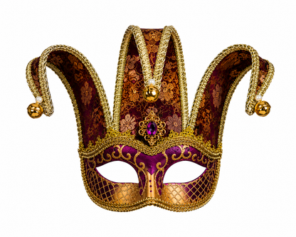Plum Royale – Purple &amp; Gold Jester Mask