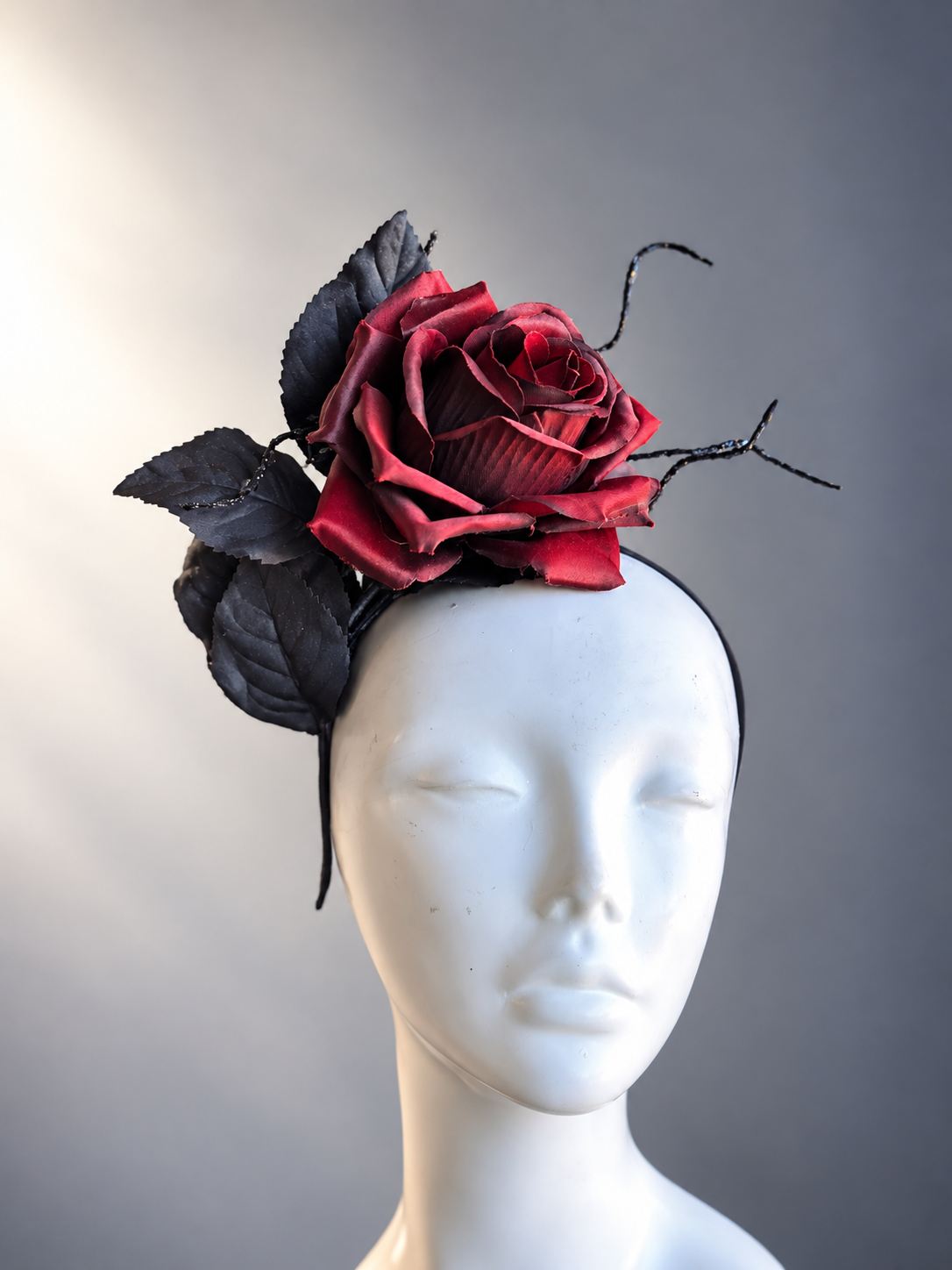 Burgundy Noir Rose Fascinator