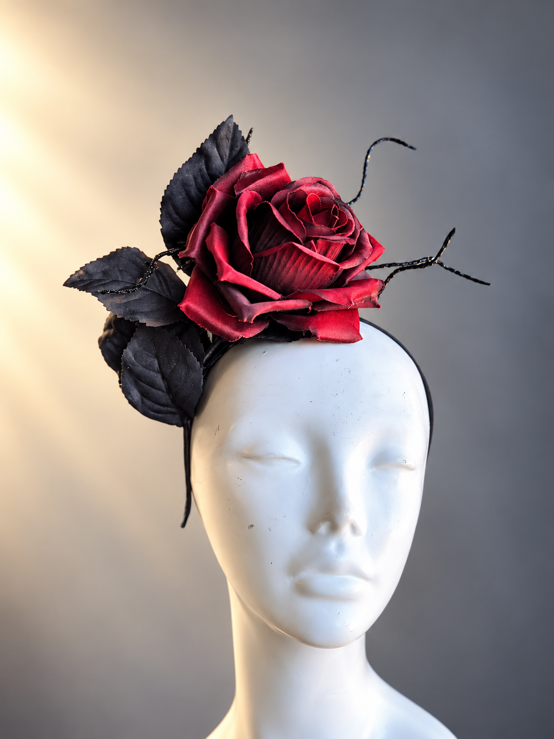 Burgundy Noir Rose Fascinator