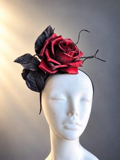Burgundy Noir Rose Fascinator
