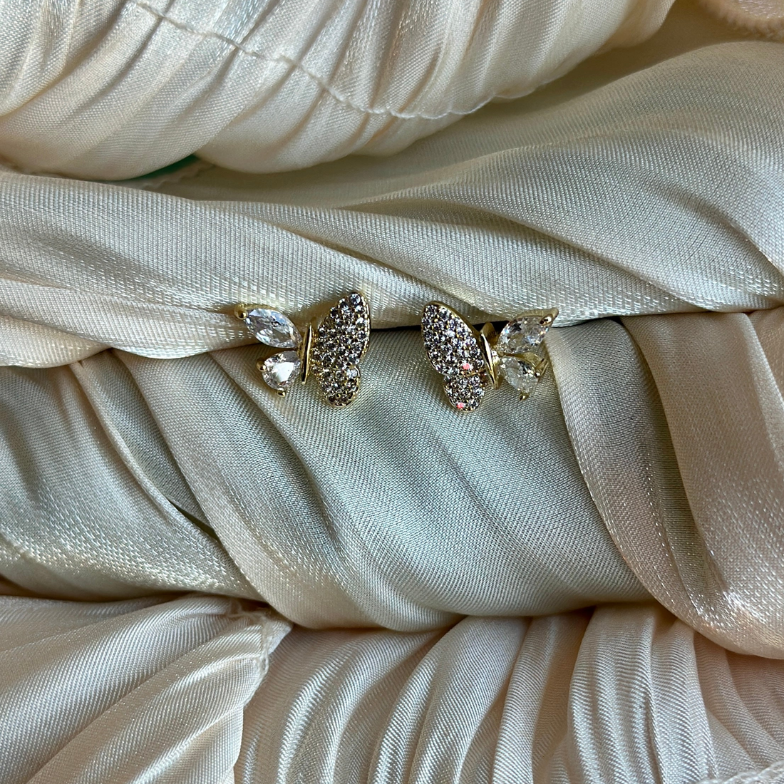 Gold butterfly featuring crystal-studded