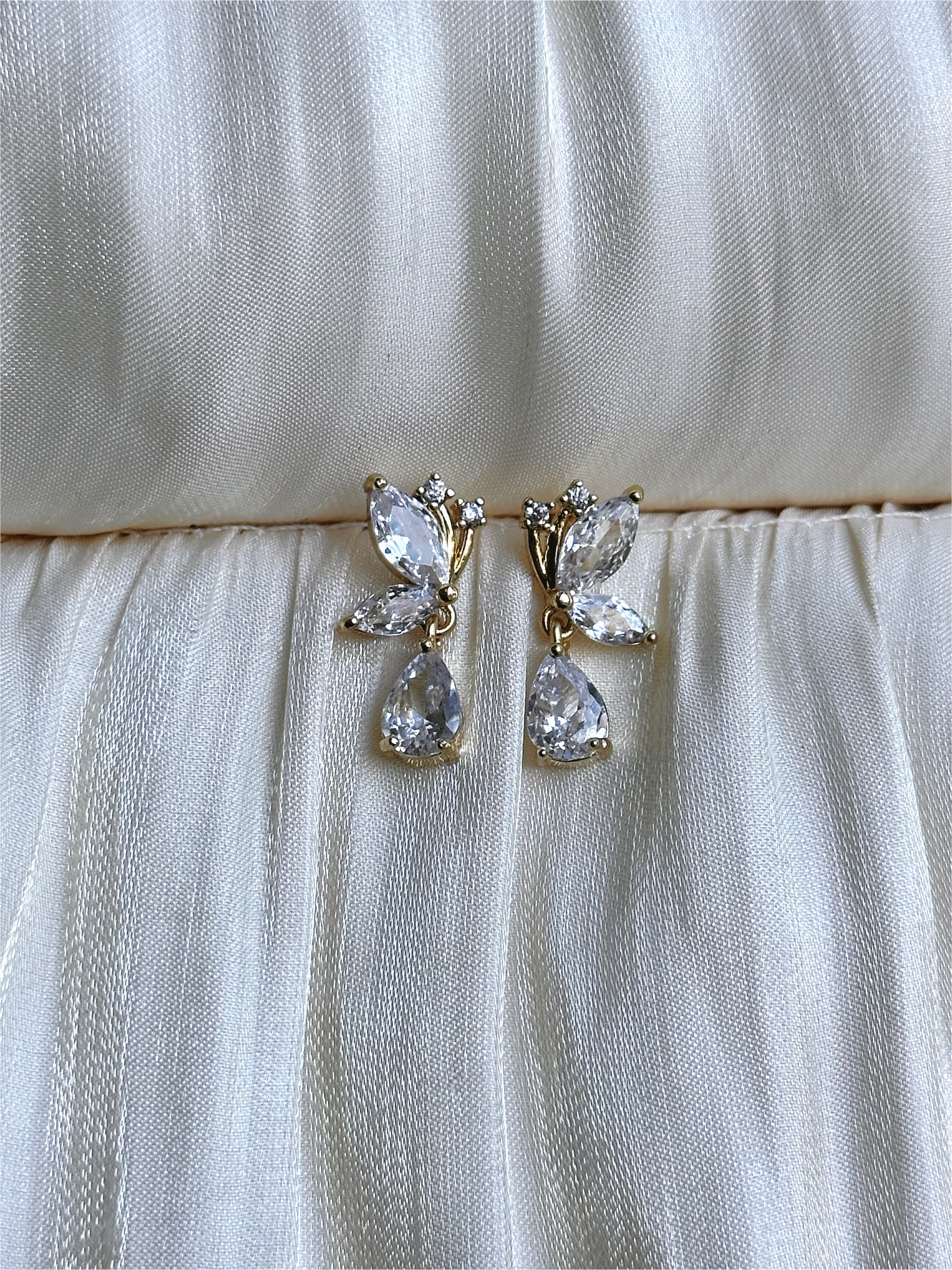 Crystal Petal Drop Earrings