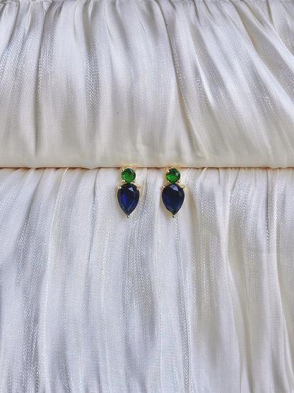 Emerald &amp; Sapphire Drop Stud Earrings