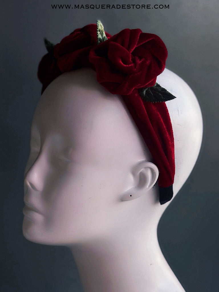 Christmas Red Velvet Rose Headband