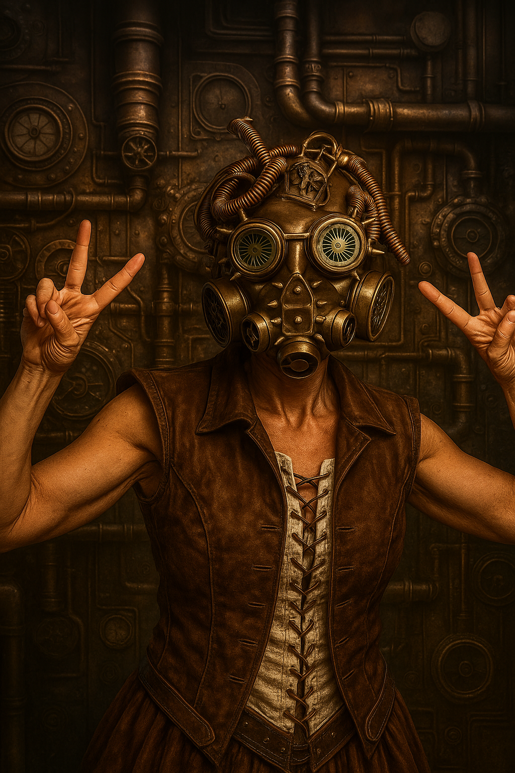 Steampunk Full Face Gas Mask - Gold