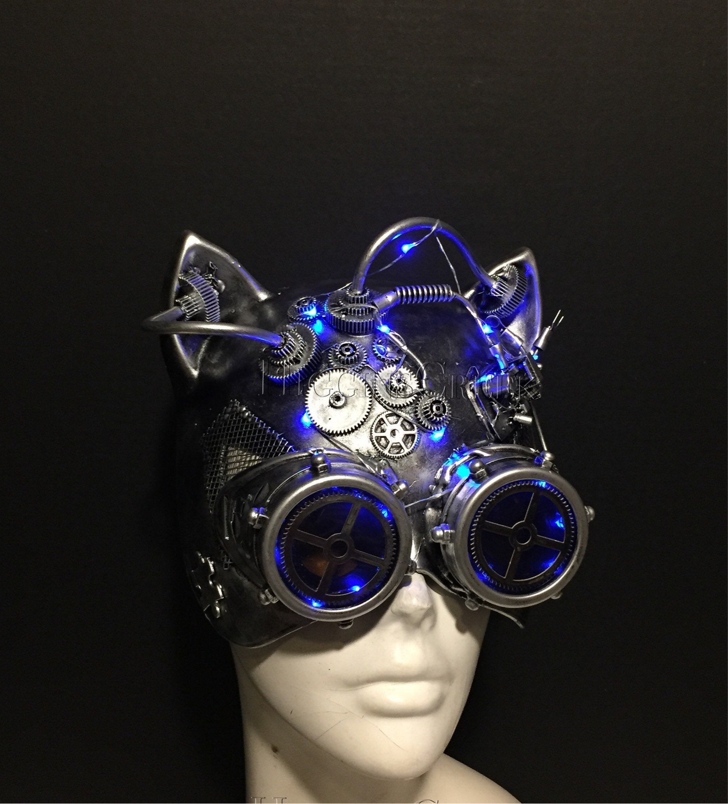 led steampunk goggles Cat LED Steampunk Masks, Rave mask, festival mask