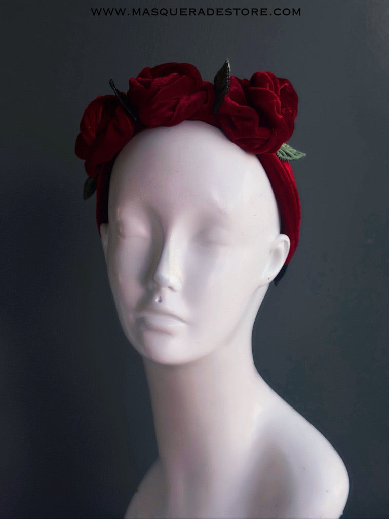 Christmas Red Velvet Rose Headband