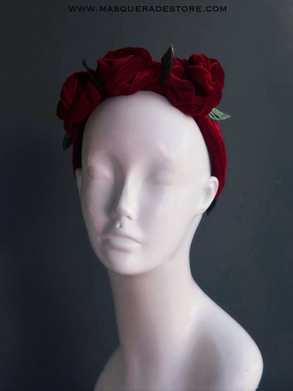 Christmas Red Velvet Rose Headband