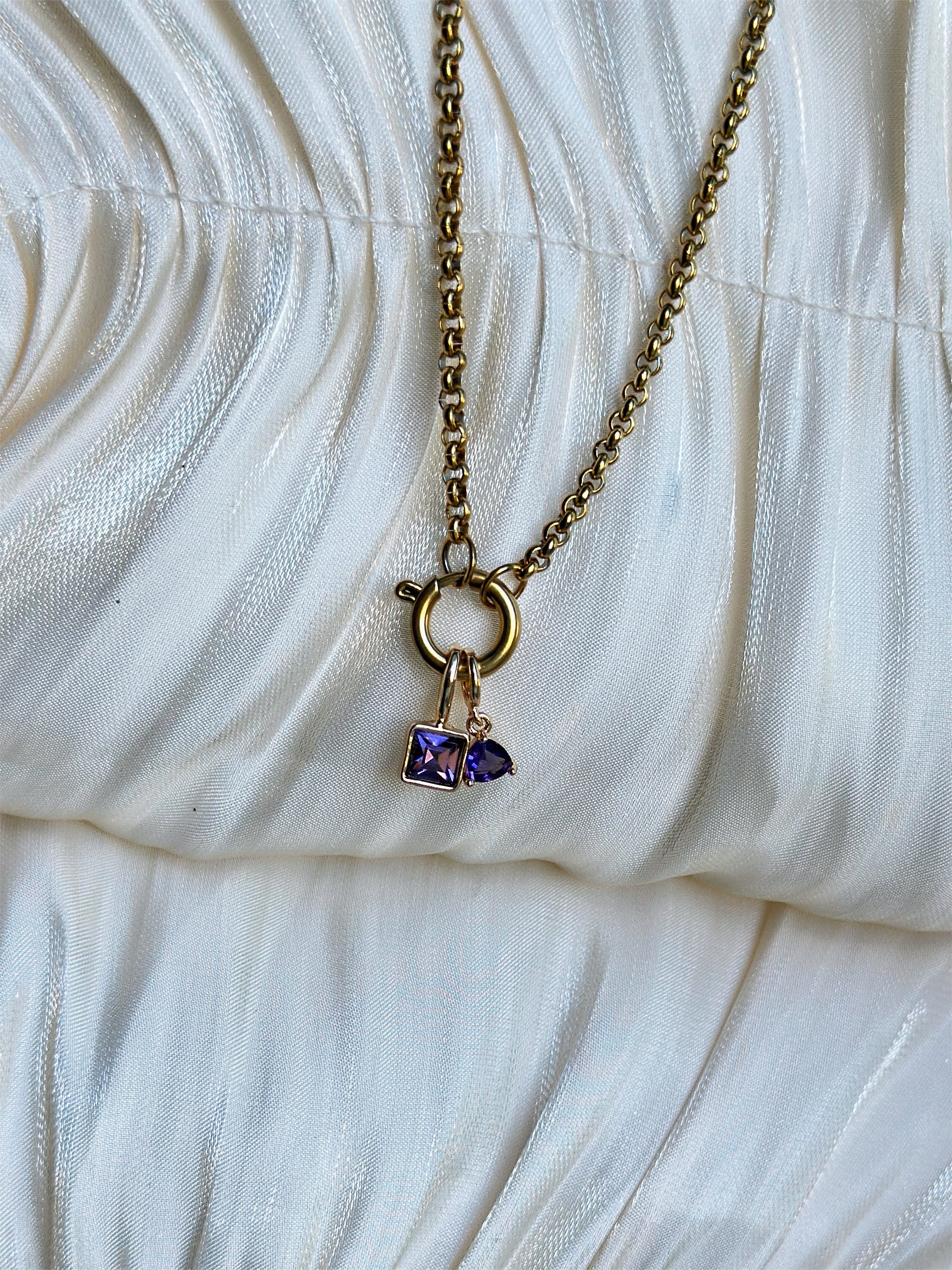 Elara Dual Charm - Necklace (Dark Purple)