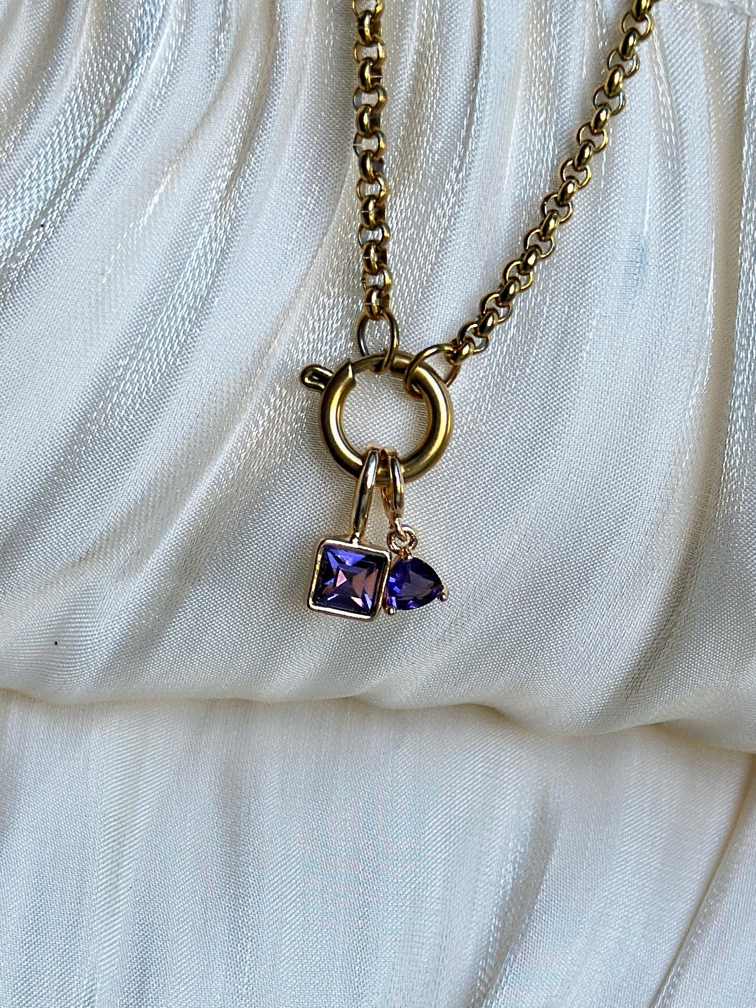 Elara Dual Charm - Necklace (Dark Purple)
