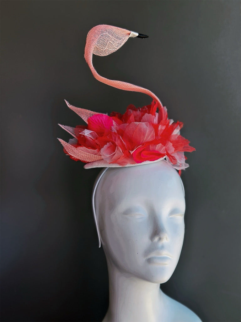 Pink Flamingo Fascinator – Tropical Derby Cocktail Headpiece
