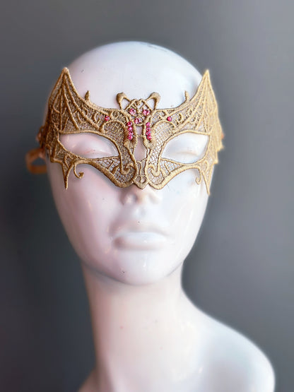 Bat Rhinestone Mask - Gold