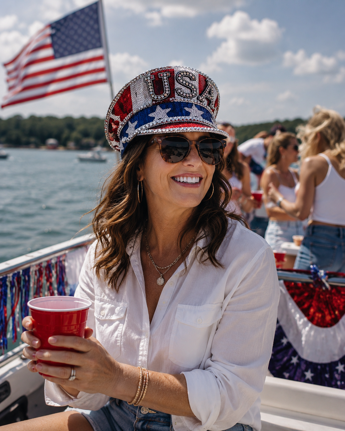 Patriotic Sequin Captain Hat