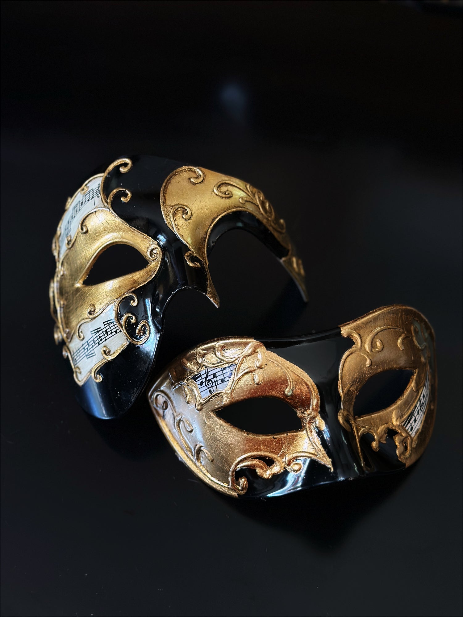 Venetian Harlequin Masks - Gold/Black