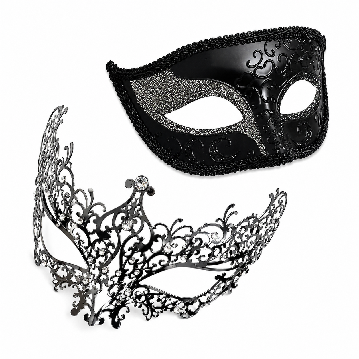 Noir Elegance Pair - Silver Scroll